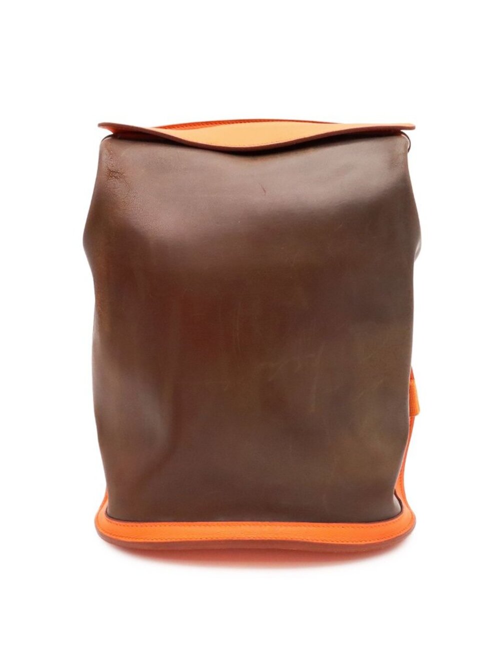Hermes Sherpa PM Backpack Amazonia Leather Orange Dark Brown